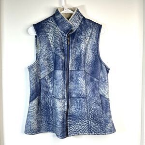 Womens Shearling Lambskin Vest Blue Size M Audrey Talbott Made In New Zealand